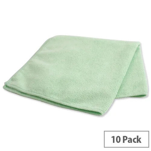 Green Microfibre Cleaning Cloths Pack of 10