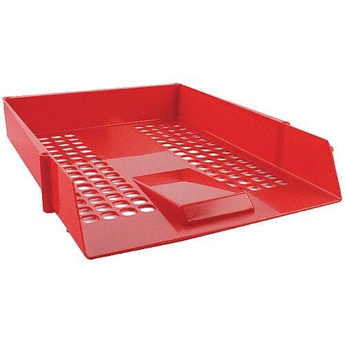 Q-Connect Plastic Letter Tray, Red (Ref KF10055) - Sturdy and Stylish Tray for Office Desk Organisation