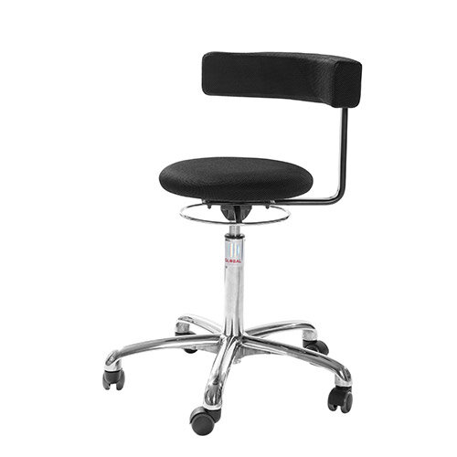 Saturn Ergonomic Stool With 360° Swivel Back-Arm Rest Black H540 - 730mm 3D Runner Fabric Aluminum Base