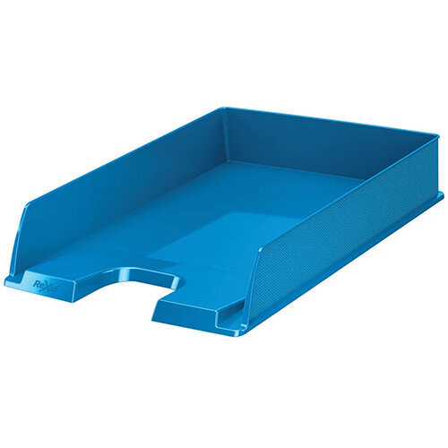 Rexel Choices Letter Tray, A4, Blue (Ref 2115601) - Stylish and Sturdy Desk Organiser
