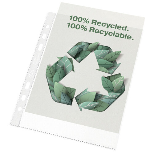 Rexel A5 Recycled PP Pockets - 70 Micron, White, 2115703 Pack of 50, Eco-Friendly