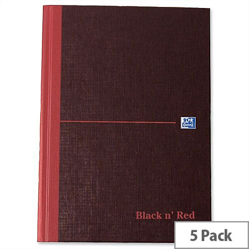 Black n Red A5 A-Z Book H67197 Casebound Indexed 192 Pages Pack 5