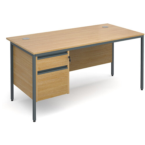 Maestro H-Frame straight desk with 2 drawer pedestal 1532mm - oak Maestro H-Frame straight desk with 2 drawer pedestal 1532mm - oak