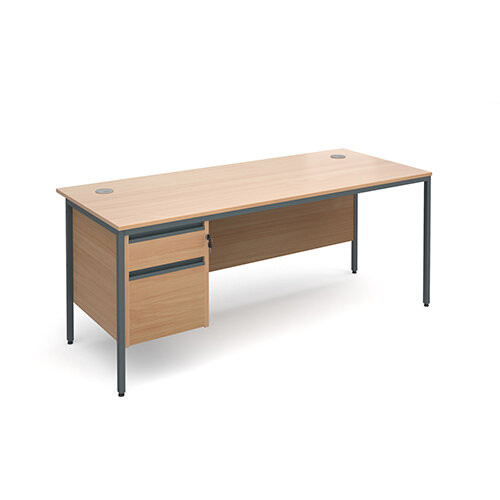 Maestro H-Frame straight desk with 2 drawer pedestal 1786mm - beech Maestro H-Frame straight desk with 2 drawer pedestal 1786mm - beech