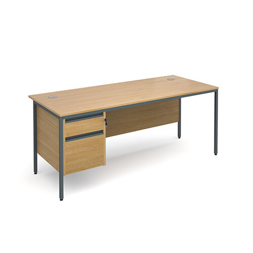 Maestro H-Frame straight desk with 2 drawer pedestal 1786mm - oak Maestro H-Frame straight desk with 2 drawer pedestal 1786mm - oak