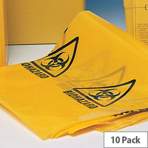 Bio Hazard Yellow Clinical Waste Bags (Printed) 11 Inches x 17 Inches x 26 Inches Roll of 50