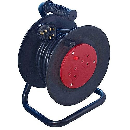 Heavy Duty 2-Way 13 Amp Extension Reel 25m Black