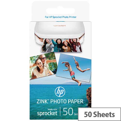 HP ZINK Sticky Back Photo Paper for HP Sprocket 5 x 7.6cm (2 x 3 inch) 50 sheets 1DE37A