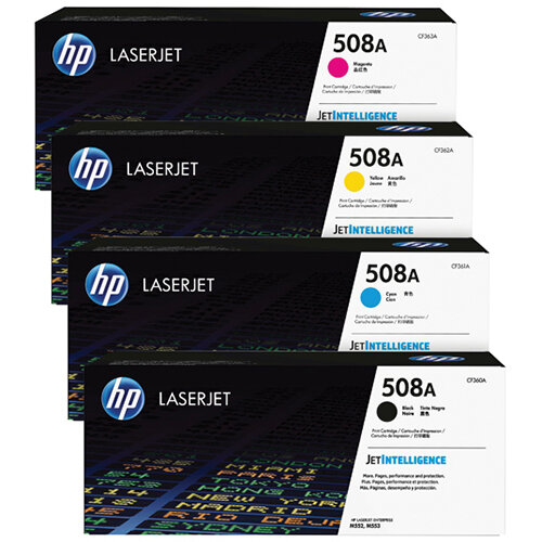 HP 508 Toner Cartridge Bundle Cyan/Magenta/Yellow/Black Pack of 4 HP815970 HP 508 Toner Cartridge Bundle Cyan/Magenta/Yellow/Black Pack of 4 HP815970