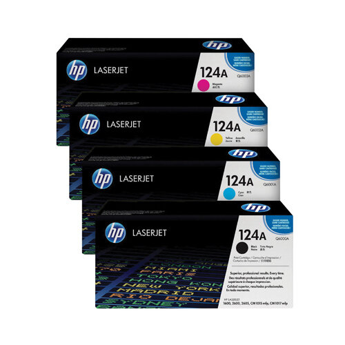HP 124A Toner Cartridge Bundle Cyan/Magenta/Yellow/Black Pack of 4 HP815974 HP 124A Toner Cartridge Bundle Cyan/Magenta/Yellow/Black Pack of 4 HP815974