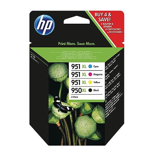 HP Original 950XL/951XL Multi-Pack High Yield Ink Cartridges (Pack 4) – Black, Cyan, Magenta and Yellow, Black 2,30 Page Yield, Cyan/Magenta/Yellow 1,500 Page Yield Each, Eco-Friendly &Works With Officejet Printers (C2P43AE) HP Original 950XL/951XL Multi-Pack High Yield Ink Cartridges (Pack 4) – Black, Cyan, Magenta and Yellow, Black 2,30 Page Yield, Cyan/Magenta/Yellow 1,500 Page Yield Each, Eco-Friendly &Works With Officejet Printers (C2P43AE)