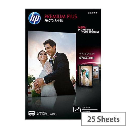 HP 10x15cm Premium Plus Photo Paper 300gsm Glossy (Pack of 25)