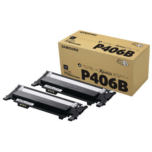 Samsung CLT-P406B Black Standard Yield Toner Cartridges Pack of 2 SU374A