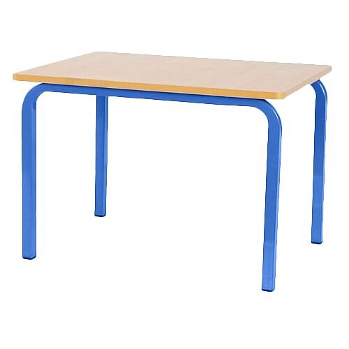 Single Student Primary School Square Classroom Table Beech Blue Legs W600xD600xH650mm Hunt