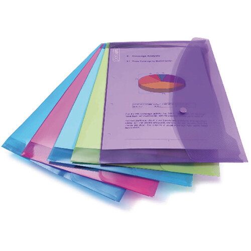 Rapesco Foolscap Assorted Popper Wallet Pack of 5 3 For 2 HT810931