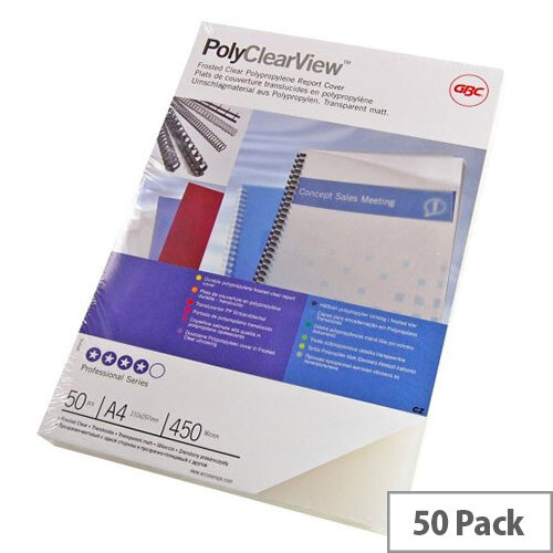 GBC A4 Polypropylene Clearview Binding Covers Frosted Clear Pack of 50 IB387159