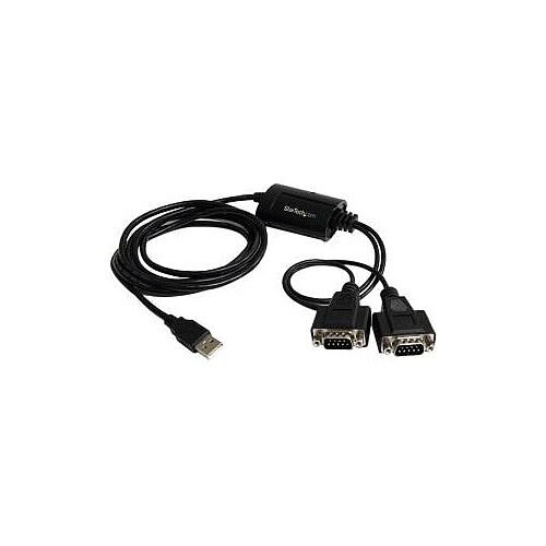 StarTech 2 Port FTDI USB to Serial RS232 Adapter Cable with COM Retention 1 x Type A Male USB 2 x DB-9 Male Serial Black ICUSB2322F