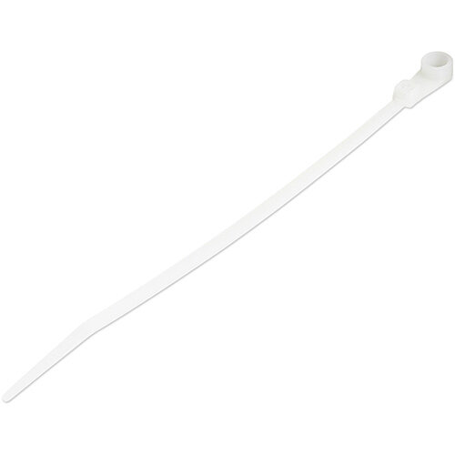 StarTech.com 6 Inches(15cm) Cable Ties with Mounting Hole - 1/8 Inches(3mm) wide, 1-1/2 Inches(40mm) Bundle Dia. 40lb(18kg) Tensile Strength, Nylon 66 Self Locking Ties w/Screw Hole, UL Listed, 100 Pack, Releasable cable tie, Nylon, Plastic, White, 4 cm, 