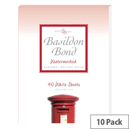 Basildon Bond White Writing Pad 178 X 229mm 40 Sheets Pack of 10 100103860 Basildon Bond White Writing Pad 178 X 229mm 40 Sheets Pack of 10 100103860