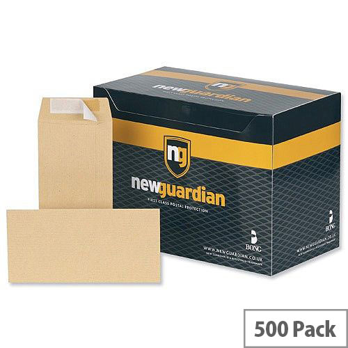 New Guardian DL Envelopes Heavyweight Pocket Peel and Seal Manilla 130gsm Pack of 500