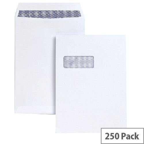White Box C4 Window Envelope White Pocket Press Seal 80gsm (Pack of 250) White Box C4 Window Envelope White Pocket Press Seal 80gsm (Pack of 250)