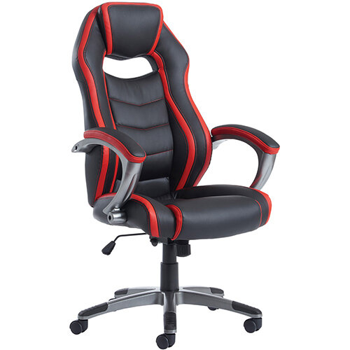 Jensen high back executive chair - black and red faux leather