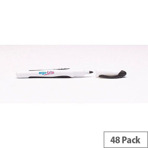 Ergo-Brite Drywipe Marker Rubber Grip Black Classpack Pack of 48 Ergo-Brite Drywipe Marker Rubber Grip Black Classpack Pack of 48