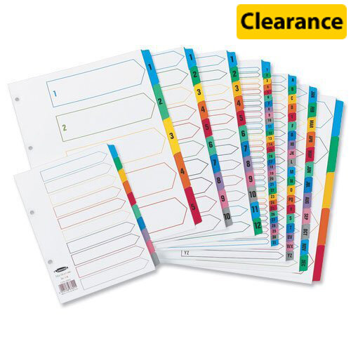 Concord A4 Index Multicolour Tabs 4 Holes 10-Part Subject Divider White
