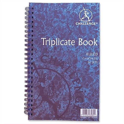 Challenge Triplicate Book Carbonless Wirebound Ruled 210x130mm Pack 5