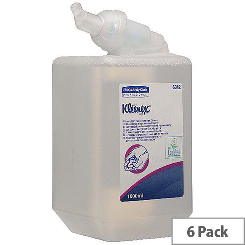 Kleenex Luxury Hand Wash Foam Hand Cleanser Sanitiser Dispensers Refill Cartridges 1 Litre (Pack of 6) 6342