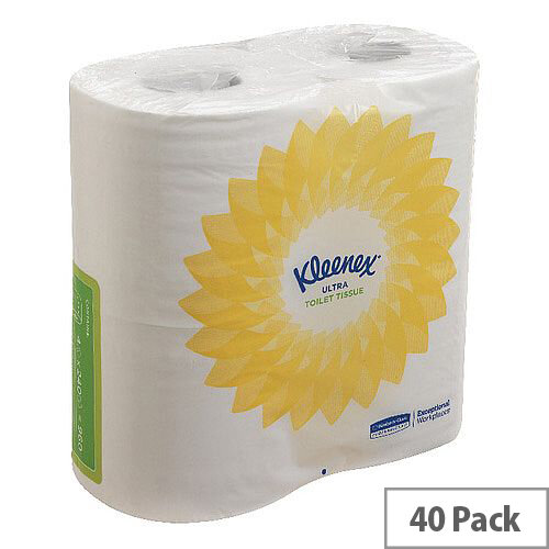 Kleenex Ultra Toilet Paper Tissue Small Roll 2 Ply 240 Sheets White Pack of 40 Kleenex Ultra Toilet Paper Tissue Small Roll 2 Ply 240 Sheets White Pack of 40