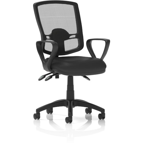 Eclipse Plus III Deluxe Medium Mesh Back Task Operator Office Chair with Loop Arms in BLACK LEATHER