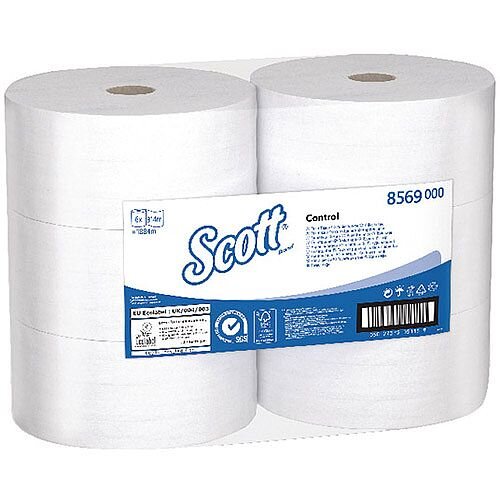Scott Pack of 6 Control Toilet Dispenser Refill Tissue Rolls 2Ply 314m White 8569