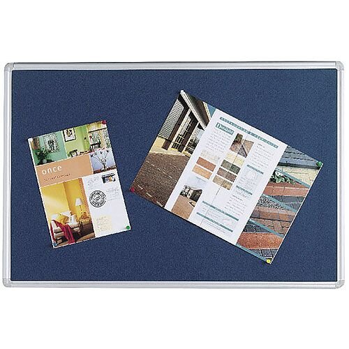Q Connect Notice Board 1200 x 900mm Aluminium Frame Blue Hunt Office UK