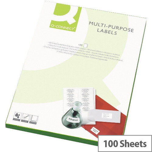 Q-Connect Copier Labels 105x37mm 16 per A4 Sheet Butt Cut Pack of 100 White Q-Connect Copier Labels 105x37mm 16 per A4 Sheet Butt Cut Pack of 100 White
