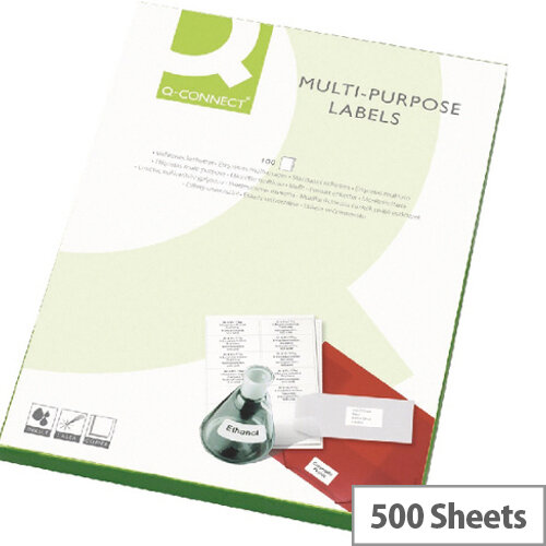 Q-Connect 8 Per Sheet Multi-Purpose Labels 99.1x67.7mm (Pack of 800 Labels) Q-Connect 8 Per Sheet Multi-Purpose Labels 99.1x67.7mm (Pack of 800 Labels)