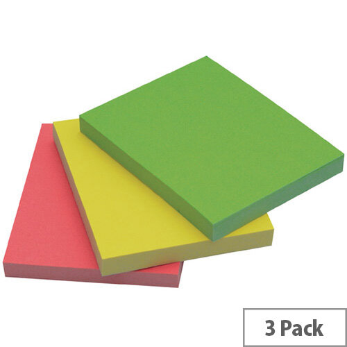 Q-Connect Quick Note Repositionable Pad 40x50mm Assorted Neon Pack of 3 Pads