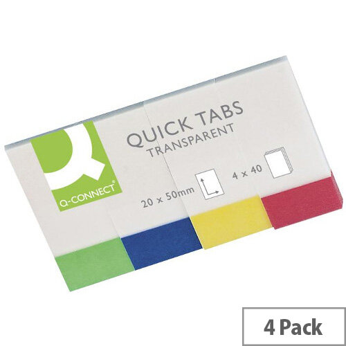 Q-Connect Quick Tabs 20x50mm Transparent 4 Pads of 40 KF01225 Q-Connect Quick Tabs 20x50mm Transparent 4 Pads of 40 KF01225
