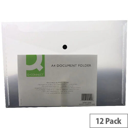 A4 Envelope Wallet Plastic Transparent Clear Pack 12 Q-Connect A4 Envelope Wallet Plastic Transparent Clear Pack 12 Q-Connect