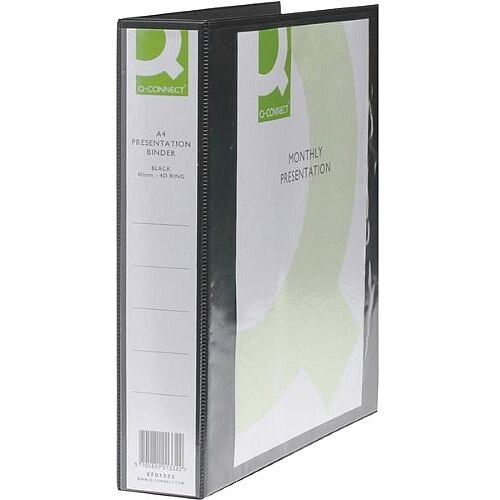 QConnect Presentation 4DRing Binder 40mm A4 Black Hunt Office UK