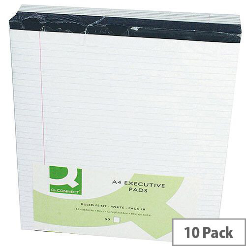 A4 Executive Pad Perforated Red Margin 50 Sheets Pack 10 Q-Connect