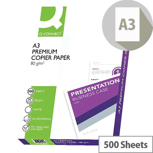 Q-Connect A3 80gsm White Premier Copier Paper Ream of 500 Sheets