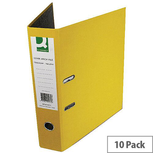 Q-Connect Yellow Foolscap Paperbacked Lever Arch File Pack of 10 Q-Connect Yellow Foolscap Paperbacked Lever Arch File Pack of 10