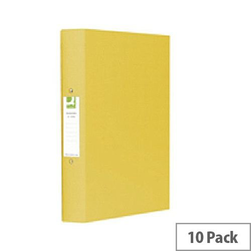 q connect yellow a4 2 ring polypropylene binder pack of 10 kf01472