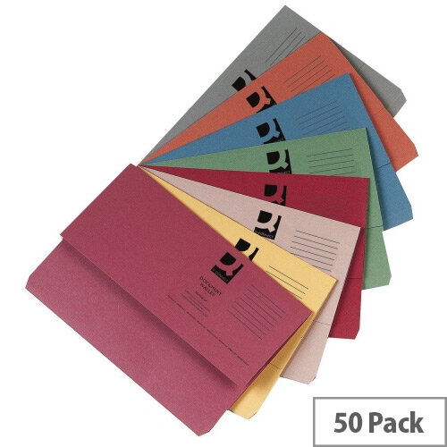 Document Wallets Half Flap Foolscap Assorted Colours Pack 50 Q-Connect Document Wallets Half Flap Foolscap Assorted Colours Pack 50 Q-Connect