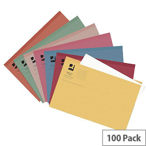 Q-Connect Square Cut Folder Light-weight 180gsm Foolscap Assorted Pack of 100 KF01491