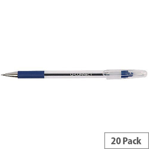 Q-Connect Stick Ballpoint Pen Medium Nib Blue KF02458 Pack of 20