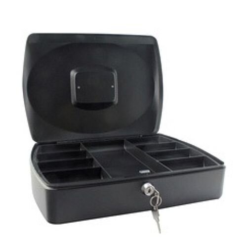 Q-Connect Standard 10 Inch Key Lock Cash Box Black