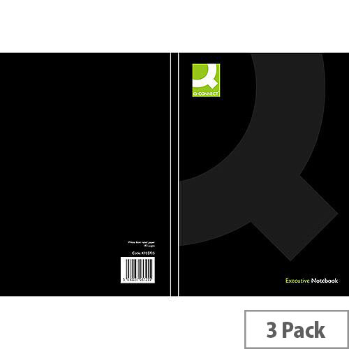 Q-Connect A4 Casebound Book Black Ruled Feint 3 Pack KF03725