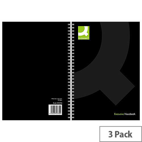 Q-Connect Wirebound Book Polypropylene Cover A5 Black 3 Pack KF03730